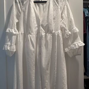 Walter Baker White Textured Long Sleeve Dress